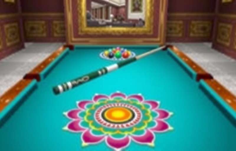 Pool Billiards Pro - Indian Themed Table Pool Billiards Pro Indian themed table with rangoli patterns and traditional cues