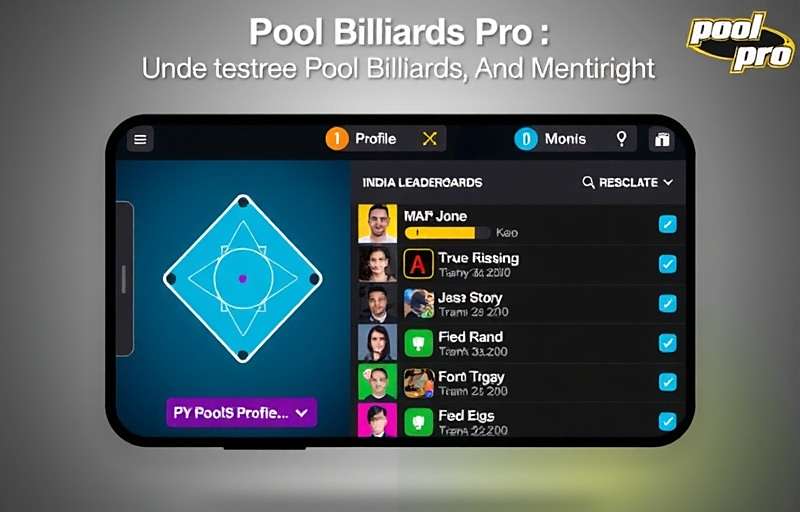 Pool Billiards Pro - Indian Community Pool Billiards Pro game interface showing Indian player profiles and leaderboards